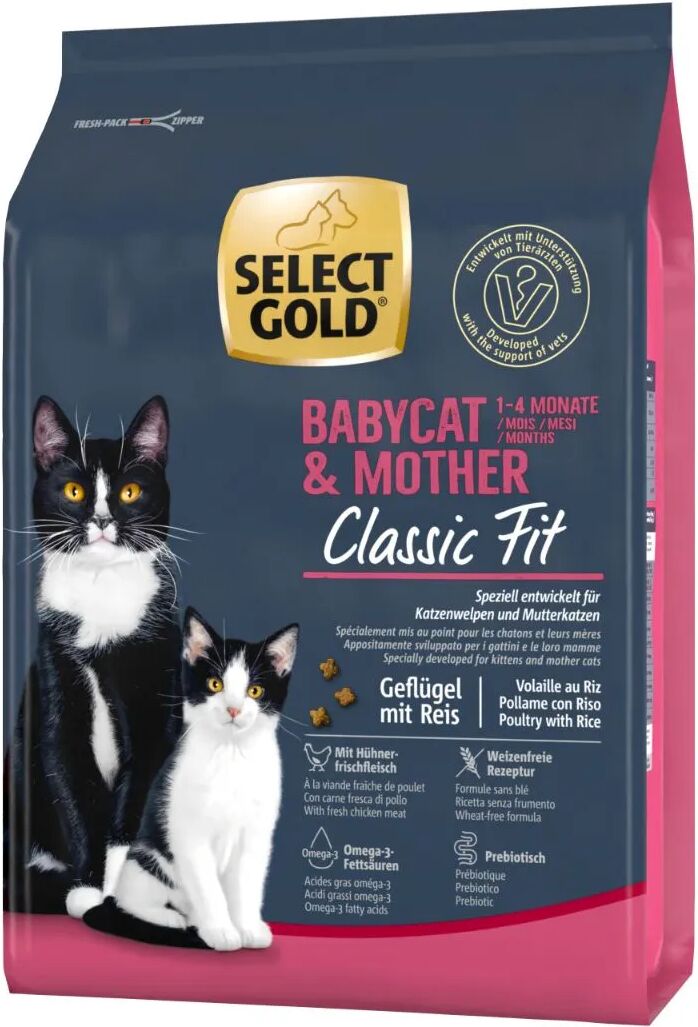 select gold babycat&mother classic fit con pollame e riso 2.5kg