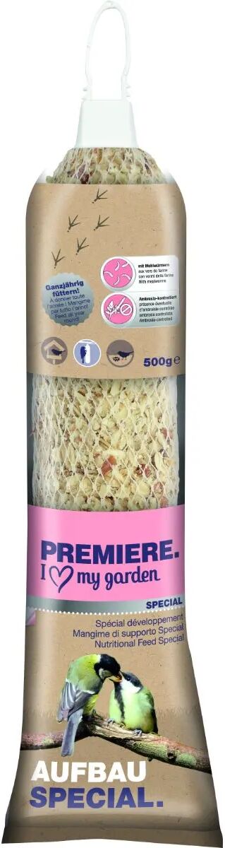 premiere dispenser di mangime per uccelli con supporto 500g