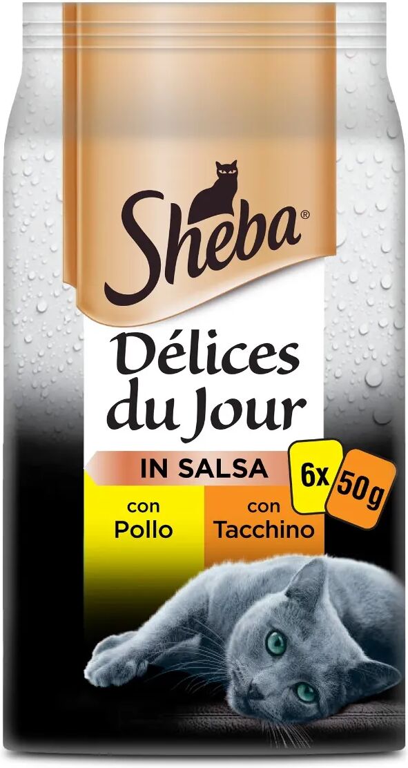 sheba délices du jour in salsa cat busta multipack 6x50g pollo e tacchino