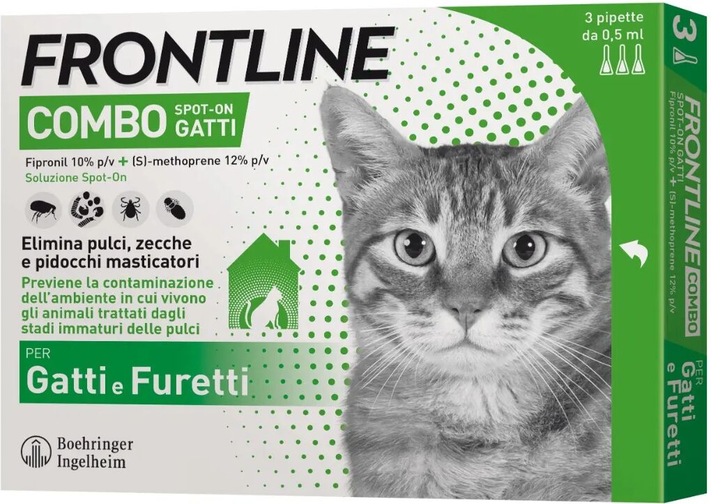 frontline combo antiparassitario spot on per gatti 3 pipette