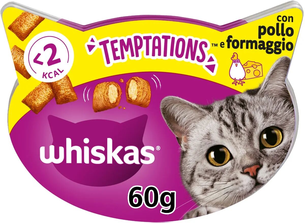 whiskas snack gatto temptations pollo e formaggio 60g 60g