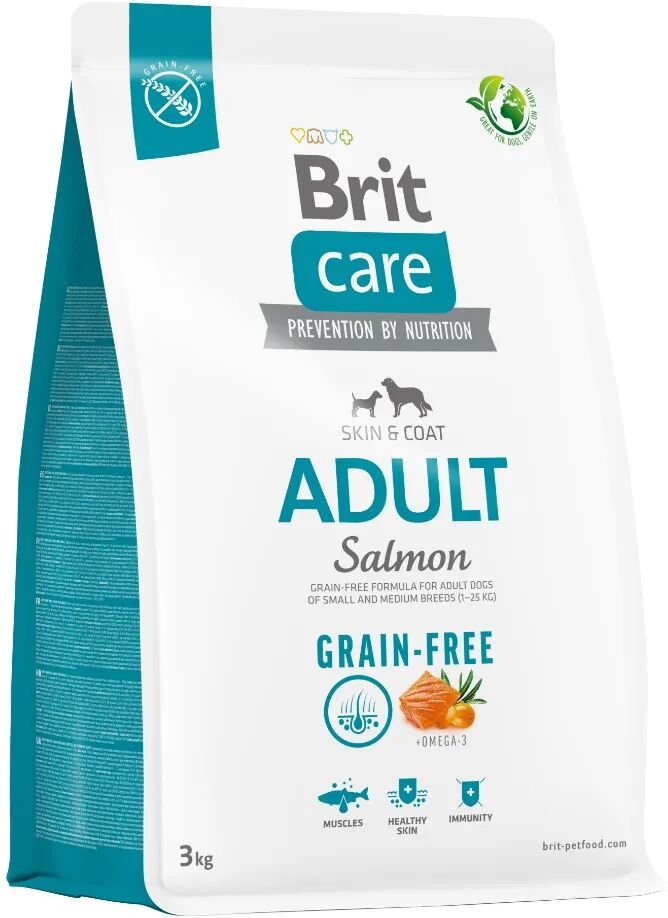 brit care dog adult grain free skin&coat salmone 3kg