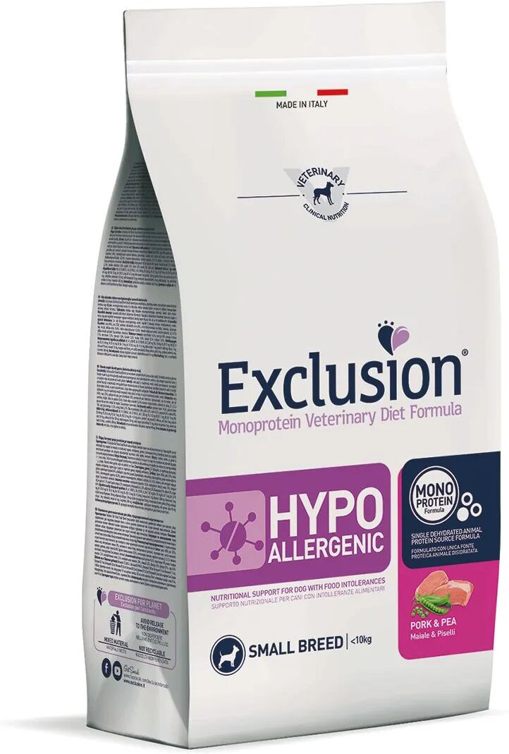 exclusion dog diet hypoallergenic small maiale e piselli 7kg