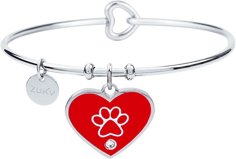 zuky bracciale bangle cuore smaltato rosso a zampina 1pz