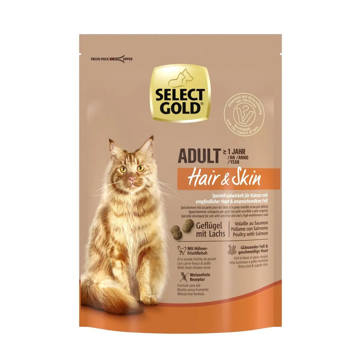 select gold cat adult hair&skin pollame e salmone 300g