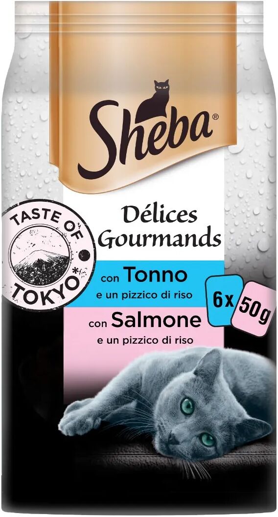 sheba délices gourmands taste of tokyo cat busta multipack 6x50g mix pesce