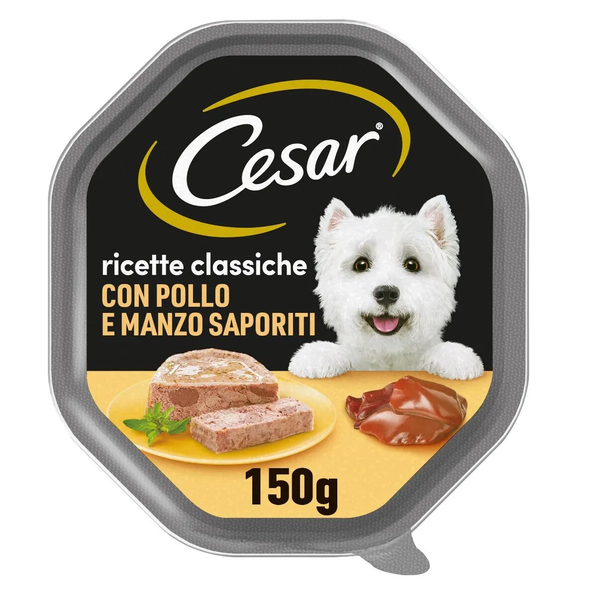 cesar dog ricette classiche vaschetta multipack 14x150g pollo e manzo