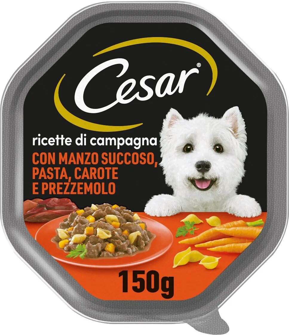 cesar dog ricette di campagna vaschetta multipack 14x150g manzo e pasta