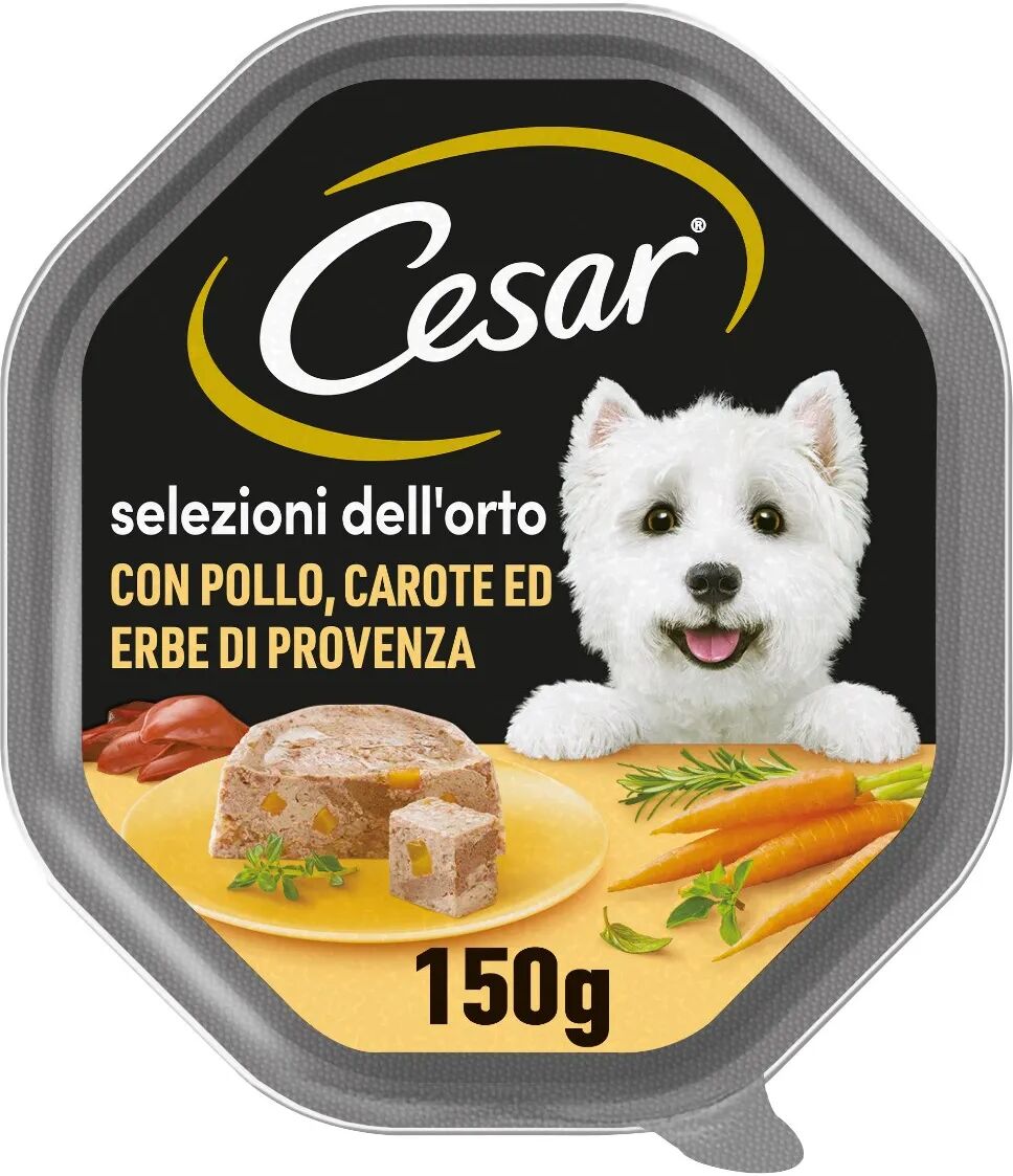 cesar dog selezioni dell'orto vaschetta multipack 14x150g pollo e carote ed erbe