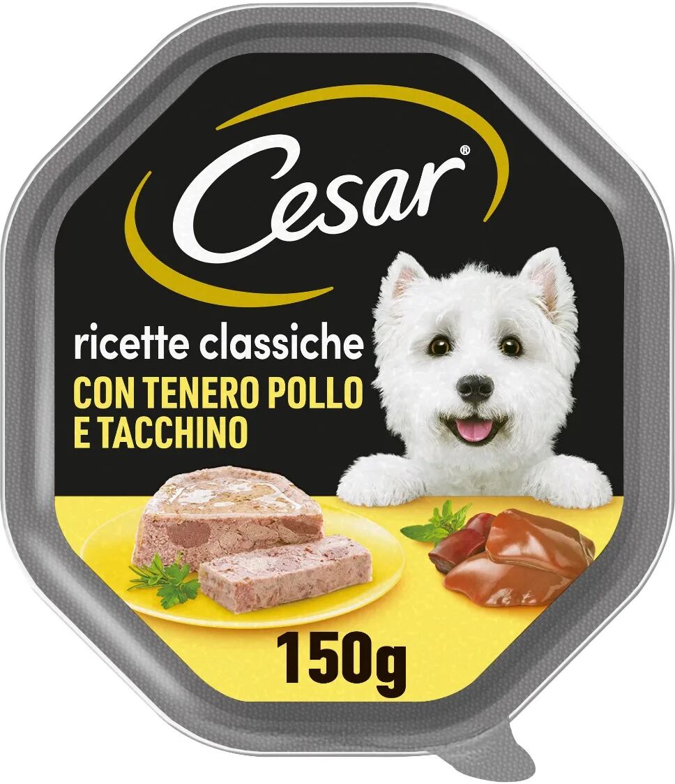 cesar dog ricette classiche vaschetta multipack 14x150g pollo e tacchino