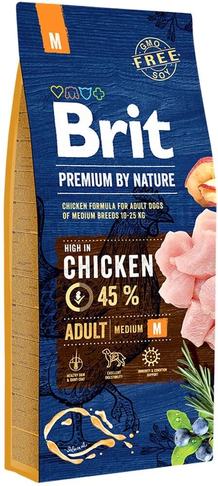 brit premium by nature dog adult medium pollo 15kg