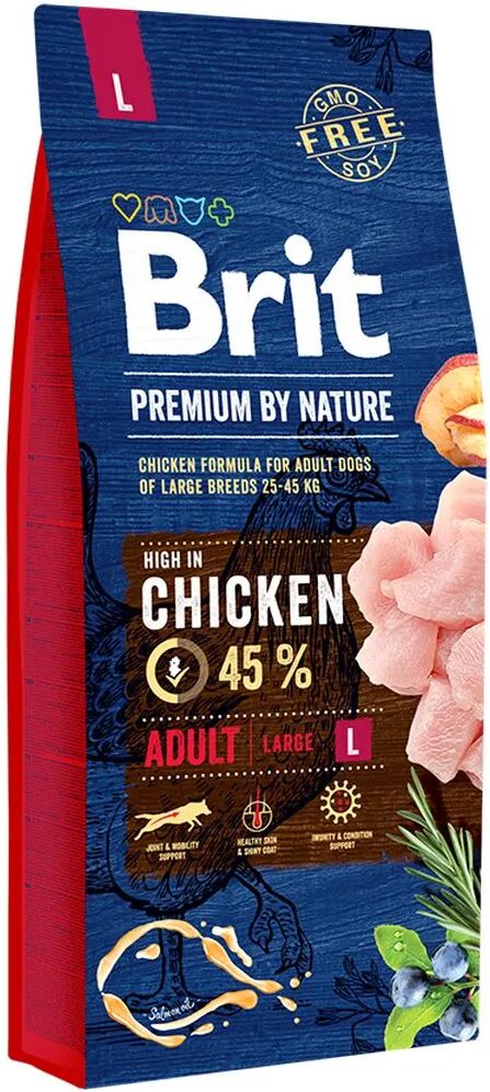 brit premium by nature dog adult large pollo 15kg