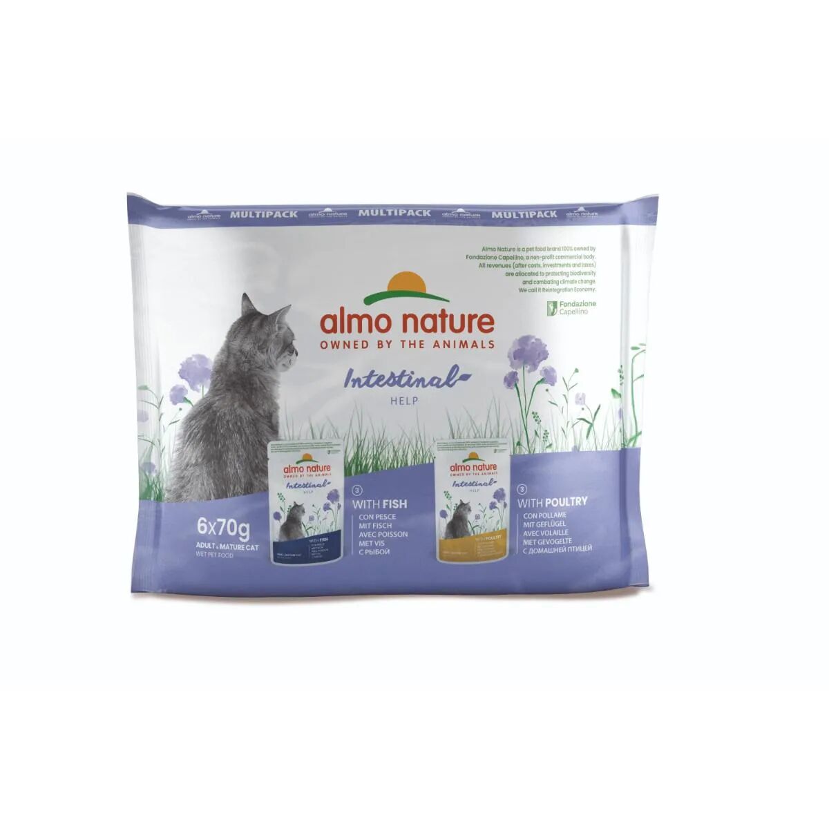 almo nature cat holistic digestive help busta multipack 6x70g pesce e pollo