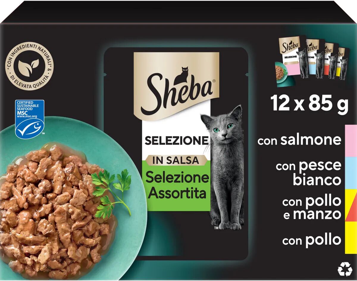 sheba selezione cat busta multipack 12x85g mix pesce e carne