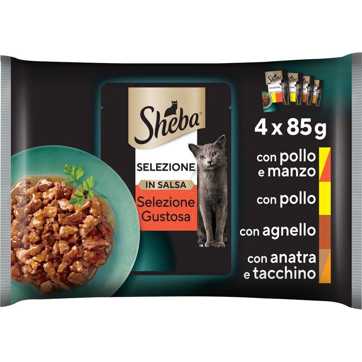 sheba selezione cat busta multipack 4x85g mix carne