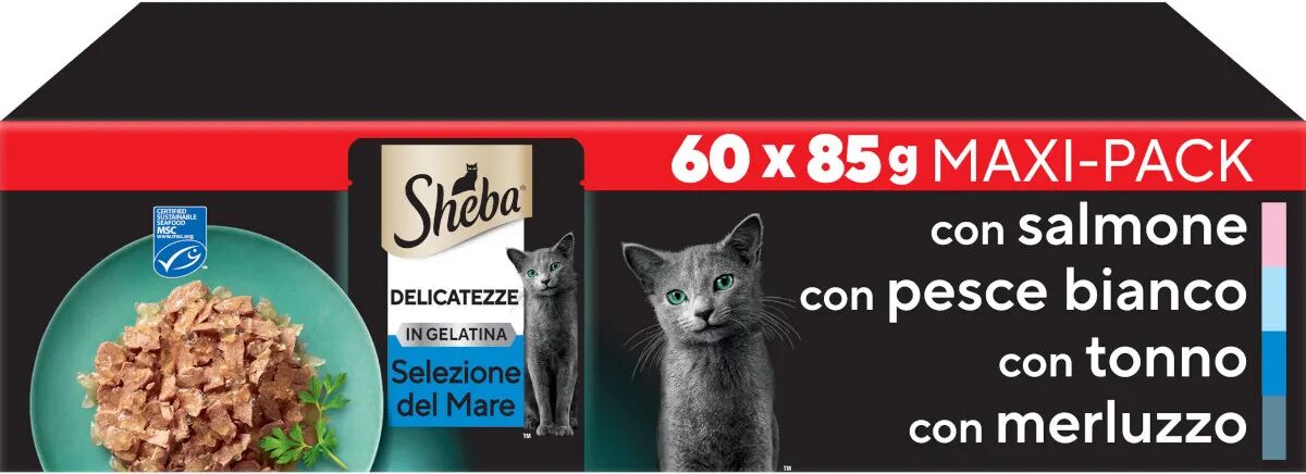 sheba delicatezze cat busta multipack 60x85g mix pesce