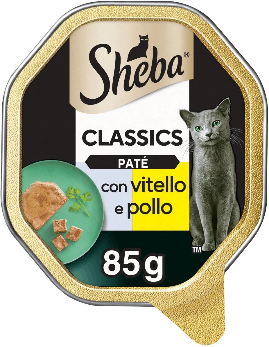 sheba classics cat vaschetta multipack 22x85g vitello e pollo