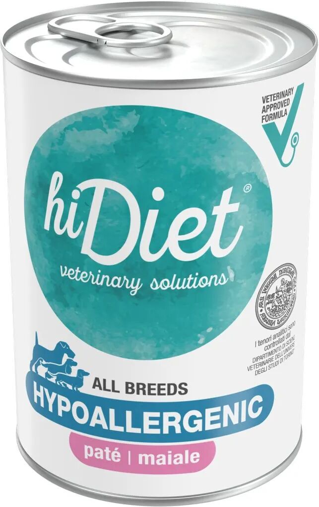 hi diet dog hypoallergenic paté con maiale 400g