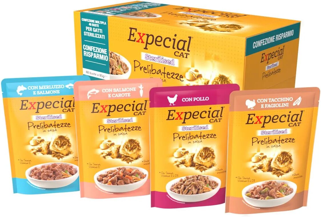 expecial cat sterilised prelibatezze busta multipack 48x85g mix carne e pesce