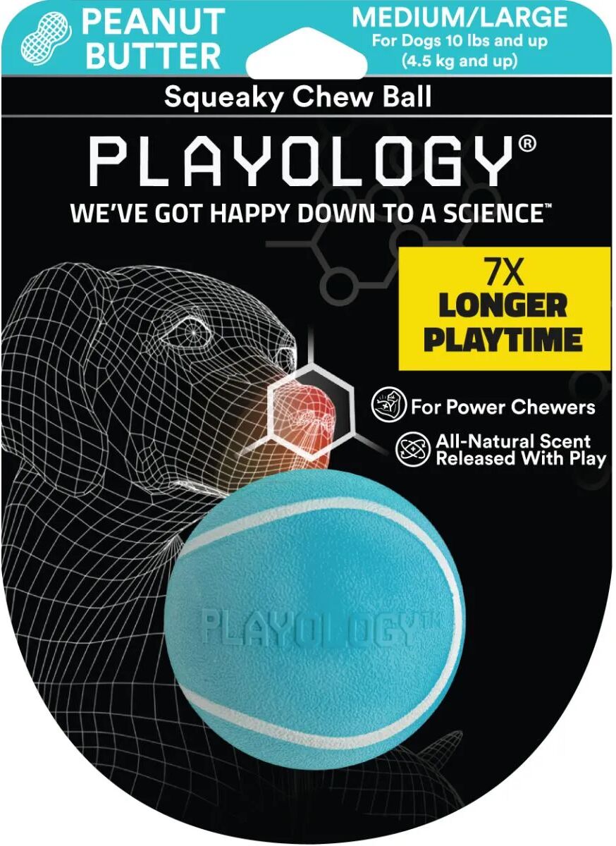 playology cane gioco palla squeak burro d'arachidi