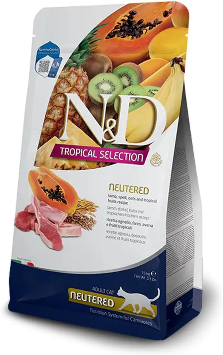 n&d cat tropical selection neutered adult agnello 10kg