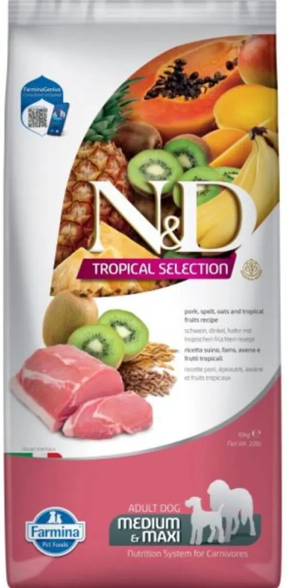 n&d dog tropical selection adult medium&maxi maiale 10kg