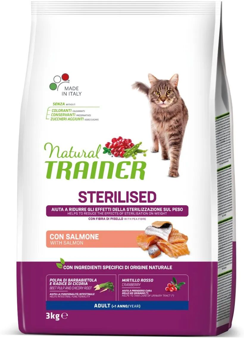 natural trainer gatto sterilised salmone 3kg