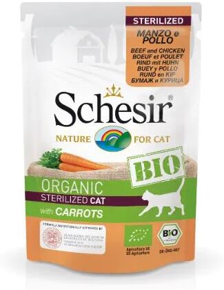 SCHESIR Bio Cat Sterilized Busta Multipack 16x85G MANZO E POLLO E CAROTE