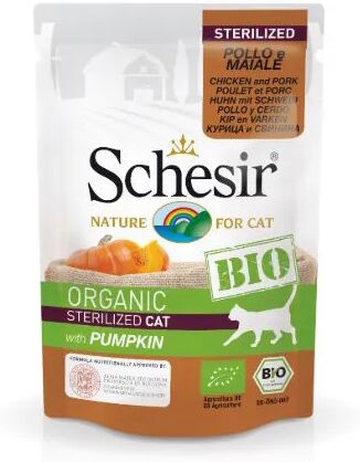 SCHESIR Bio Cat Sterilized Busta Multipack 16x85G POLLO MAIALE E ZUCCA