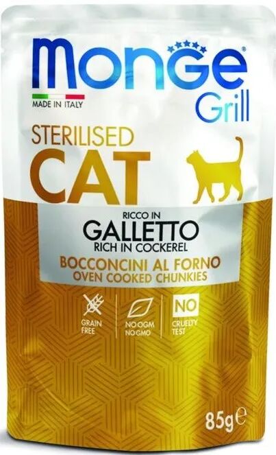 MONGE Grill Cat Sterilised Busta Multipack 28x85G GALLETTO