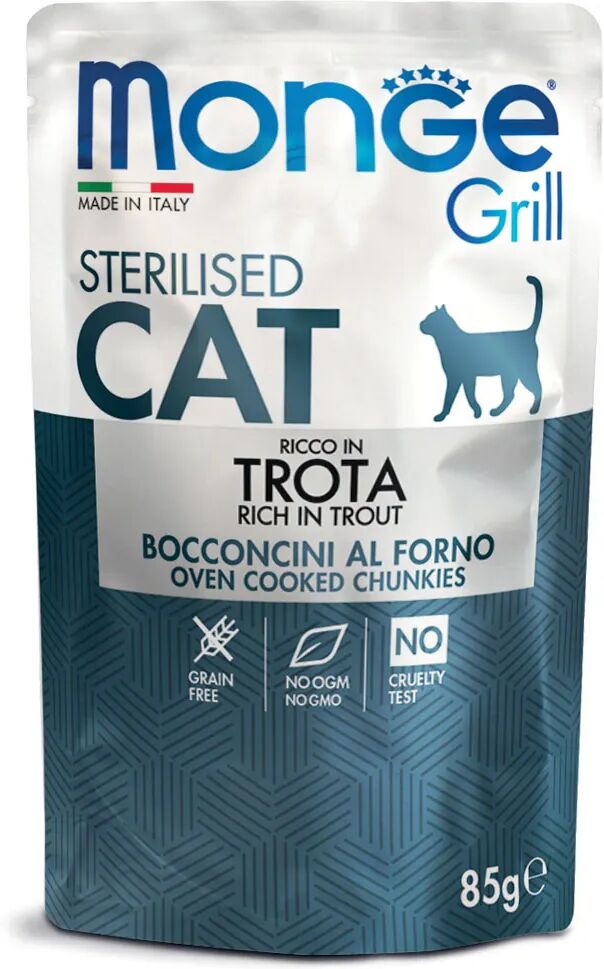 MONGE Grill Cat Sterilised Busta Multipack 28x85G TROTA