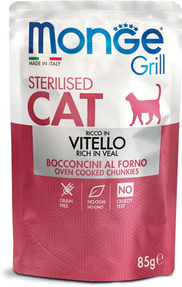 MONGE Grill Cat Sterilised Busta Multipack 28x85G VITELLO