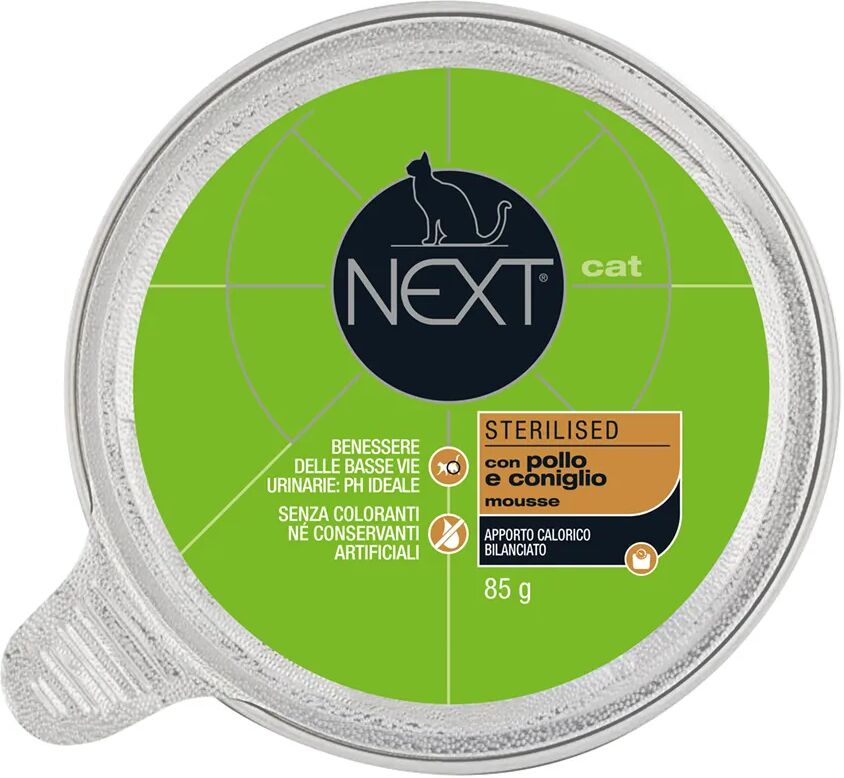 NEXT Cat Sterilised Vaschetta Multipack 24x85G POLLO E CONIGLIO