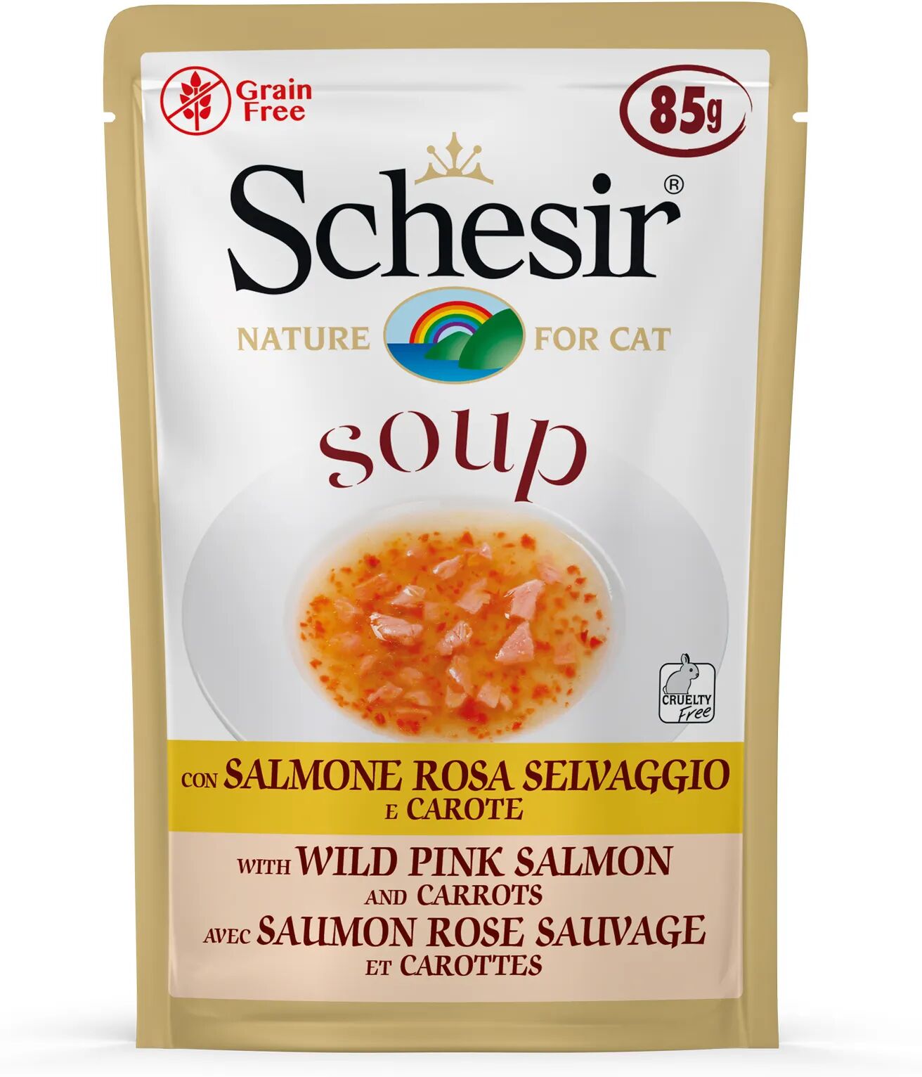 SCHESIR Cat Soup Busta Multipack 20x85G SALMONE ROSA E CAROTE