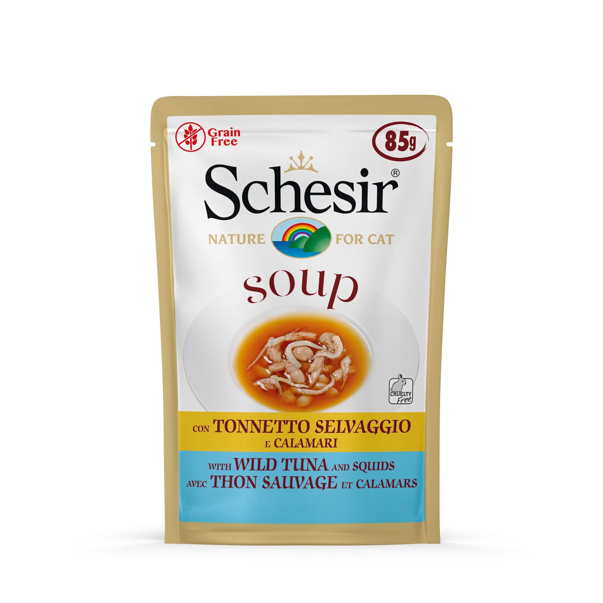 SCHESIR Cat Soup Busta Multipack 20x85G TONNETTO E CALAMARI