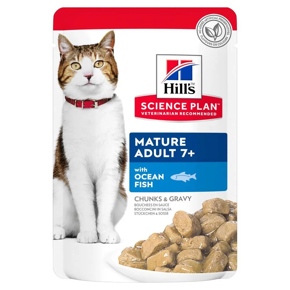 HILLS Hill's Science Plan Mature Adult 7+ Alimento per Gatti Busta Multipack 12x85G PESCE OCEANICO