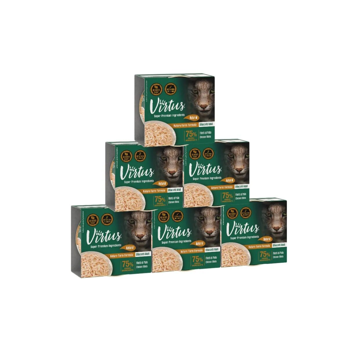 VIRTUS Natural Cat Lattina Multipack 6x70G FILETTI DI POLLO