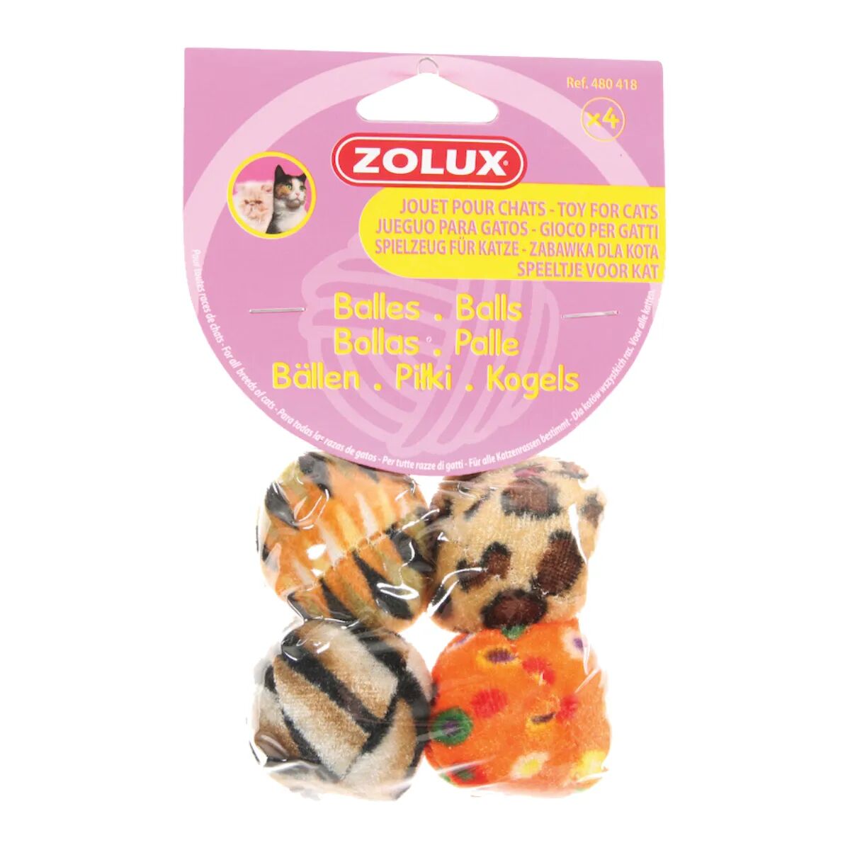 ZOLUX Gioco Gatto 4 Palle Tessuto 1 PZ