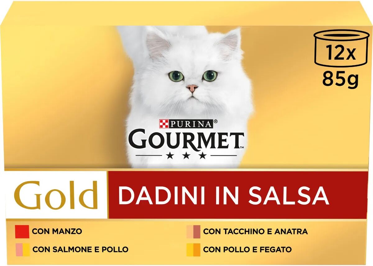 GOURMET Gold Dadini in Salsa Cat Lattina Multipack 12x85G MIX CARNE E PESCE