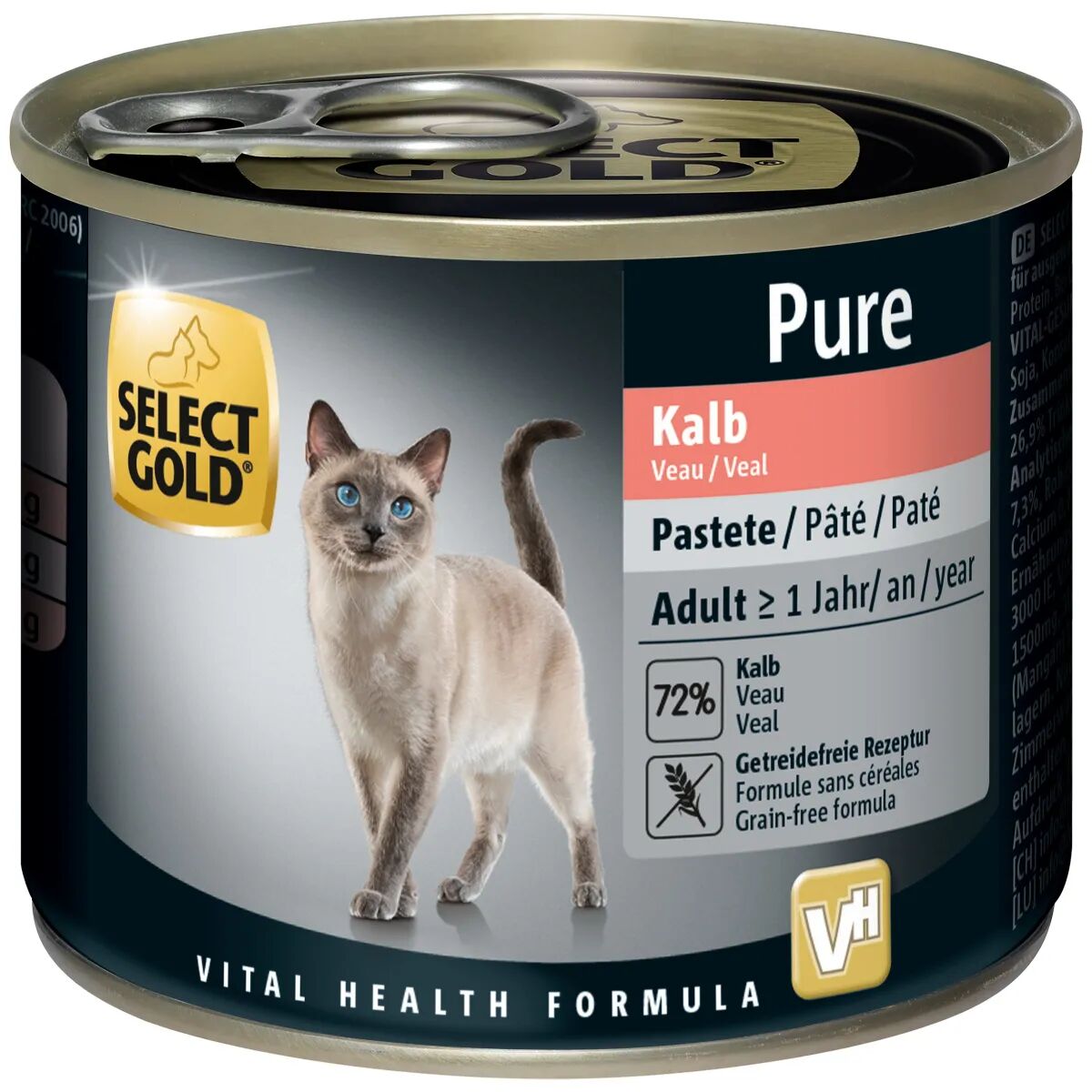 SELECT GOLD Pure Cat Adult Lattina Multipack 6x200G VITELLO