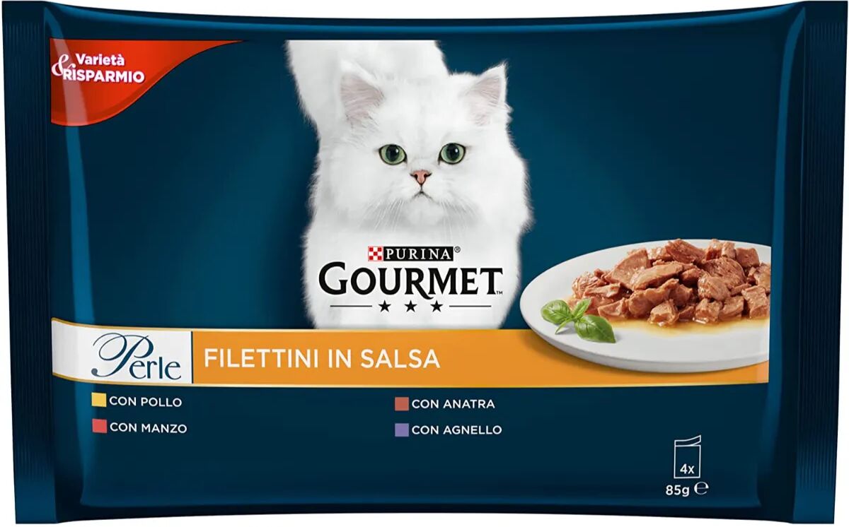 GOURMET Perle Filettini in Salsa Cat Busta Multipack 4x85G MIX CARNE