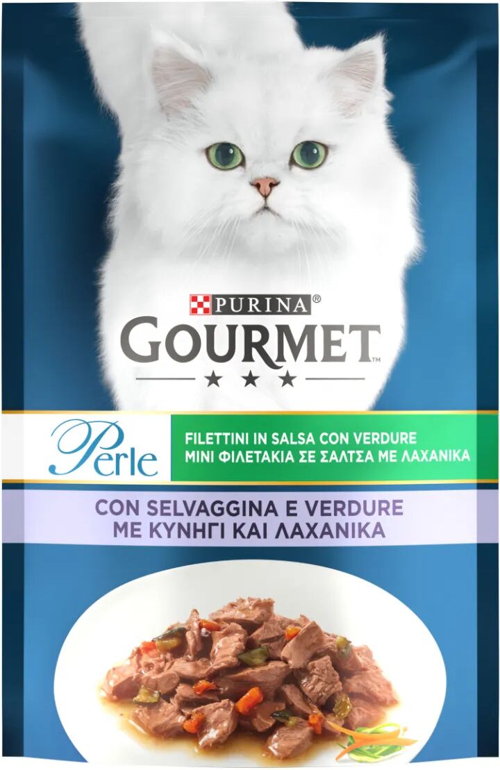 GOURMET Perle Filettini In Salsa Cat Busta Multipack 26x85G SELVAGGINA E VERDURA