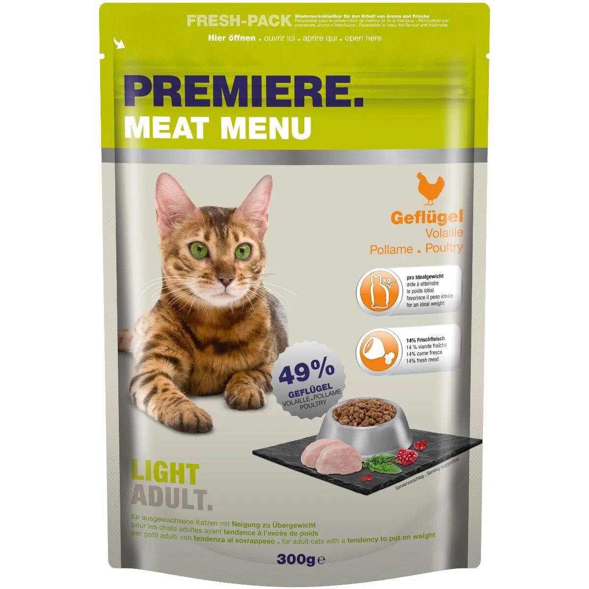 PREMIERE Meat Menu Light per Gatto Adult con Pollame 300G