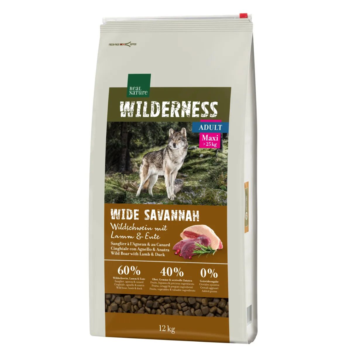 REAL NATURE Wilderness Wild Savannah Dog Adult Max Cinghiale 12KG