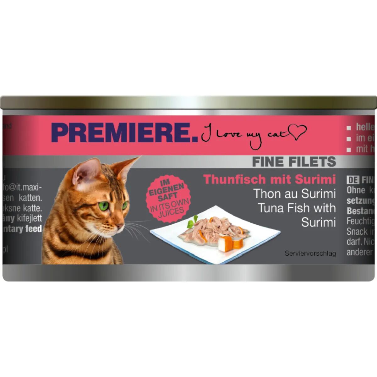 PREMIERE Fine Filets Cat Lattina Multipack 12x80G TONNO CON SURIMI