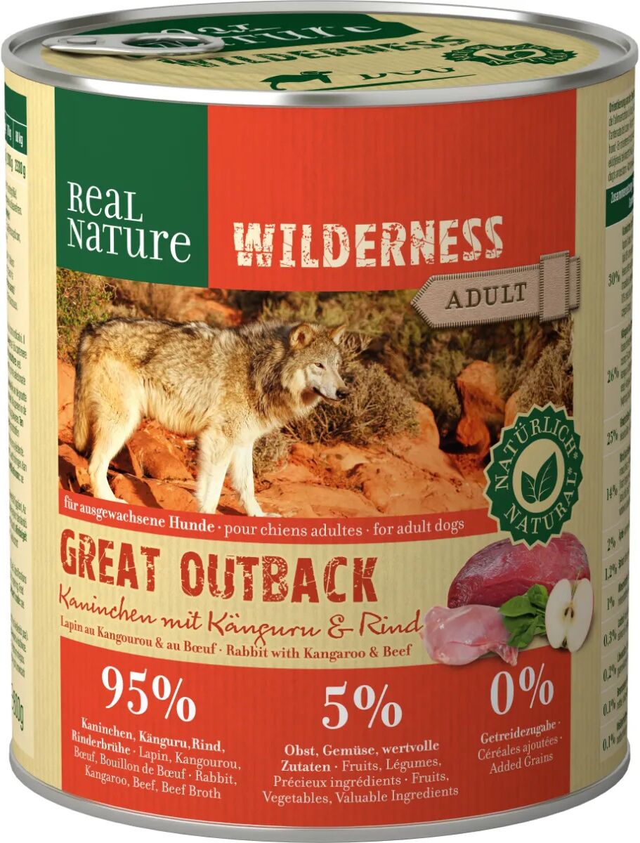 REAL NATURE Wilderness Dog Lattina 800G CONIGLIO CON CANGURO E MANZO