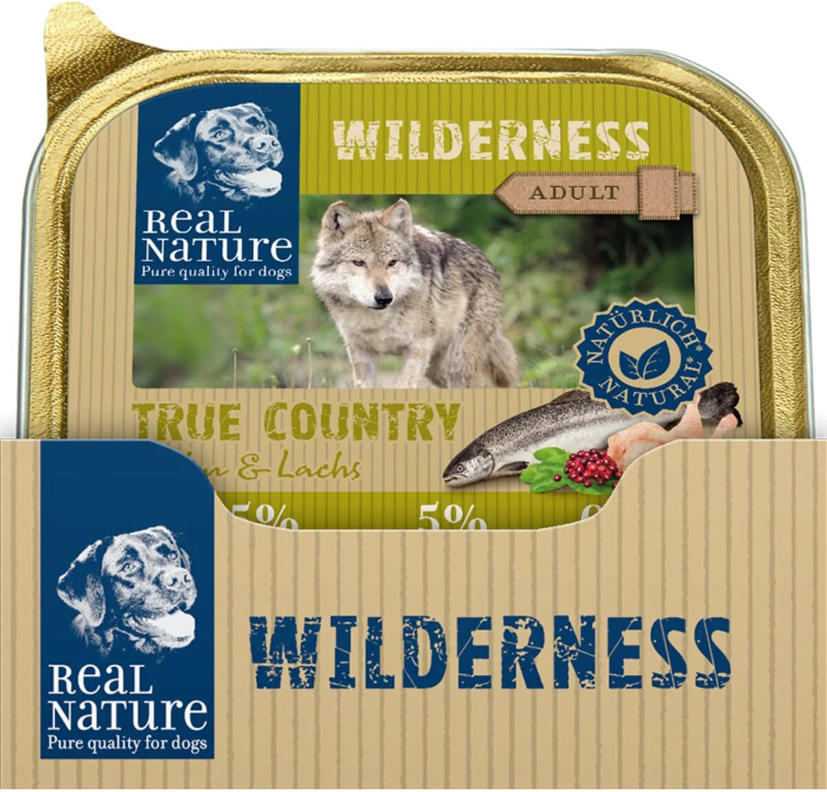 REAL NATURE Wilderness Dog Vaschetta Multipack 16x100G POLLO E SALMONE