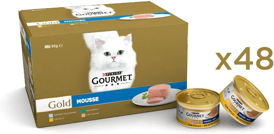 GOURMET Gold Mousse Cat Lattina Multipack 48x85G MIX CARNE E PESCE