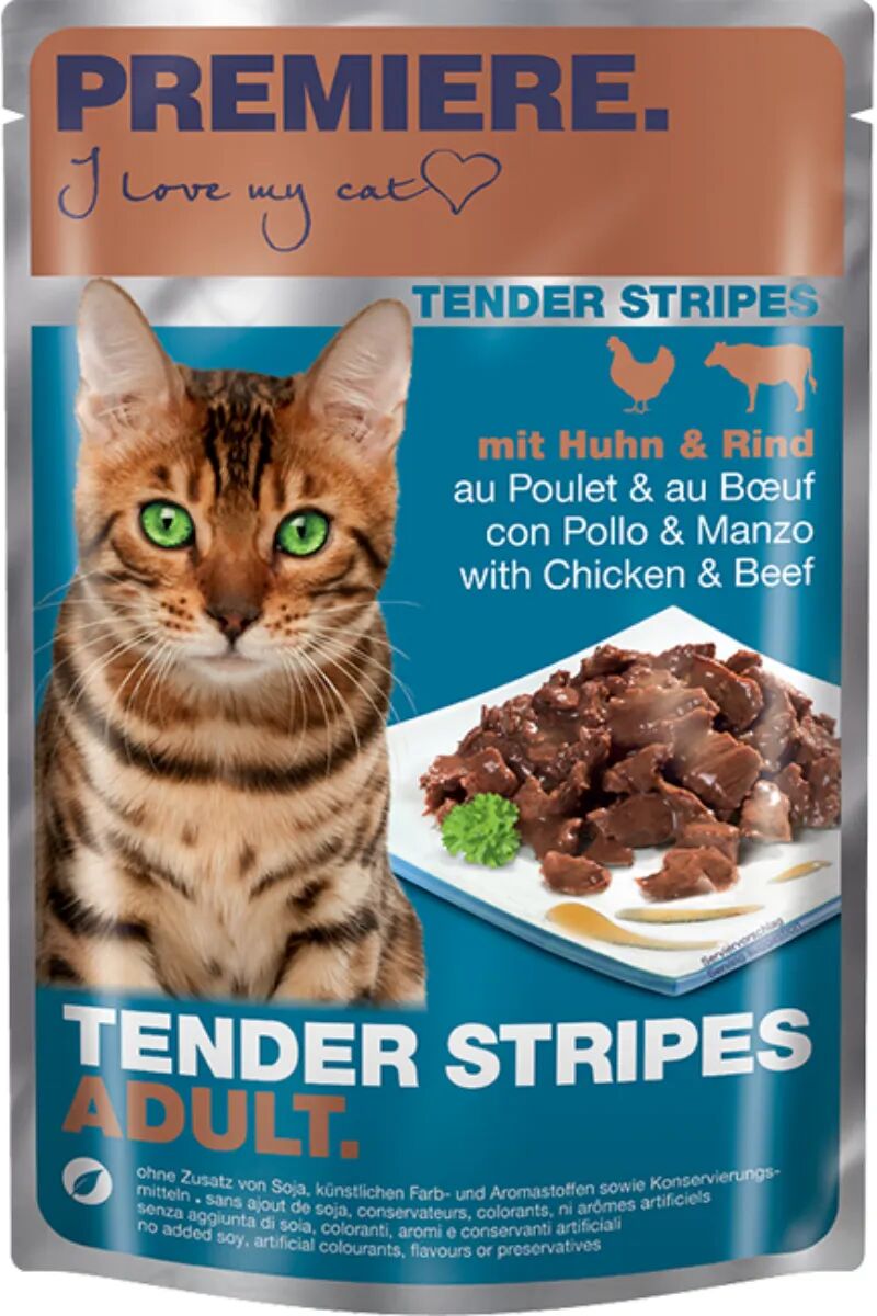 PREMIERE Tender Stripes Cat Busta Multipack 28x85G POLLO E MANZO