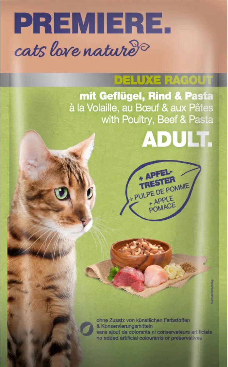 PREMIERE Deluxe Ragout Cat Busta Multipack 24x100G POLLO MANZO E PASTA